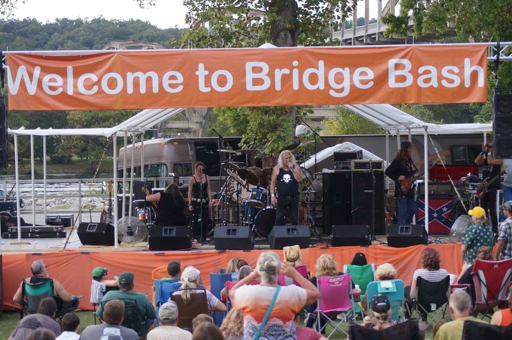 Welcome to Bridge Bash 2016 sign over stage